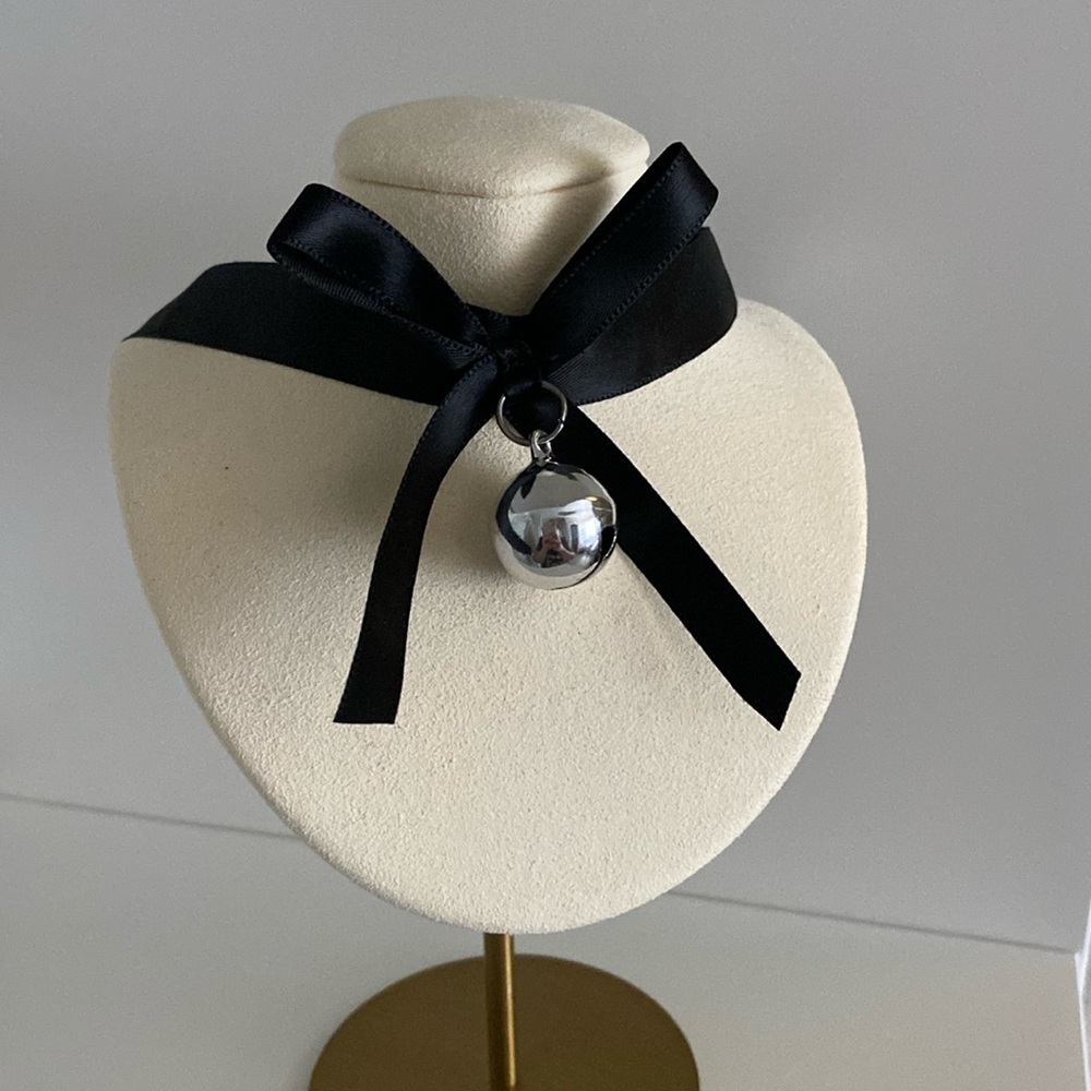 Black Bow Bell Choker Necklace